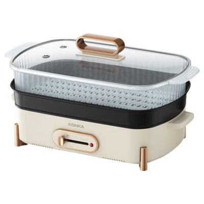 康佳电火锅5L大容量易清洗带蒸笼KLLG-1501-W(L)