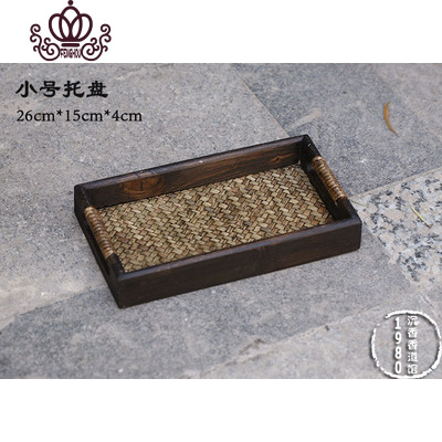 封后木盘檀香炉仿古实木大中小桶木香炉香篆套装工具收纳托盘香道香盘款式二，小号