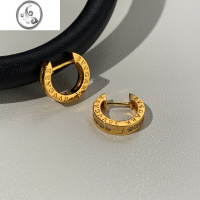 JiMiB家欧美金色字母圆圈耳环女小众设计感高级男耳圈耳扣气质ins耳饰