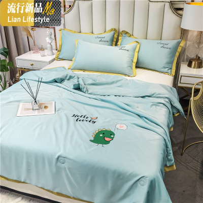 天丝夏凉被双人夏季空调被四件套冰丝夏被可水人薄款被子夏天 三维工匠