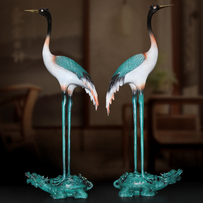 慕洛奇《龟鹤延年》全铜龟鹤摆件装饰工艺品店铺开业创意礼品招财客厅书房茶室中式办公室摆件送礼物生意古典吉祥艺术喜庆摆件