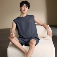 夏季新款纯棉男士睡衣背心短裤两件套套装高级感透气可外穿家居服