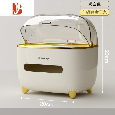 三维工匠纸巾盒抽纸盒客厅轻奢创意餐巾纸多茶几收纳盒网红纸抽盒 奶白升级款[镀金工艺 带盖防尘设计 抽取顺滑]