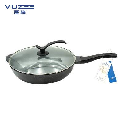 吾梓 家用 炒锅 黑色(玻璃盖)32cm /个