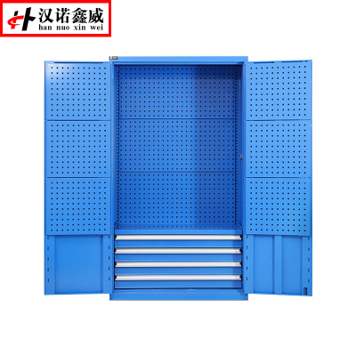 汉诺鑫威重型双开门工具柜车间储物柜抽屉式带挂板工具柜五金存放柜铁皮柜零件柜