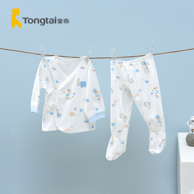 童泰(TONGTAI)2020年四季新款0-3月新生婴儿男女宝宝纯棉内衣系带和服带脚裤套装儿童内衣小童宝宝内衣