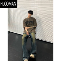 HLCOMAN美系街头潮流字母印花短袖T恤男夏季宽松230g小领口半袖
