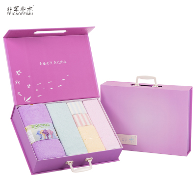 非草非木 毛巾礼盒装福利礼品 竹纤维毛巾6件套装 FM-3077(盒)