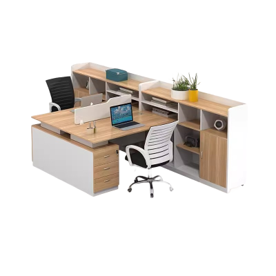 迅迈 T型两人位[含柜椅]职员办公桌简约现代电脑桌子办公室屏风卡座财务桌