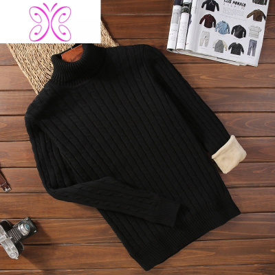 YUANSU冬季男士毛衣加绒加厚款打底针织衫高领套头毛衫潮牌男装棉线衫毛衣