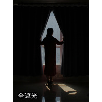 美帮汇窗帘免打孔安装卧室出租房学生宿舍挡风空调帘简易全遮光隔断帘
