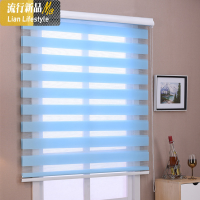 韩式卧室 升降双层百叶帘办公室 手拉遮光柔纱帘防水卫生间定制 三维工匠窗帘