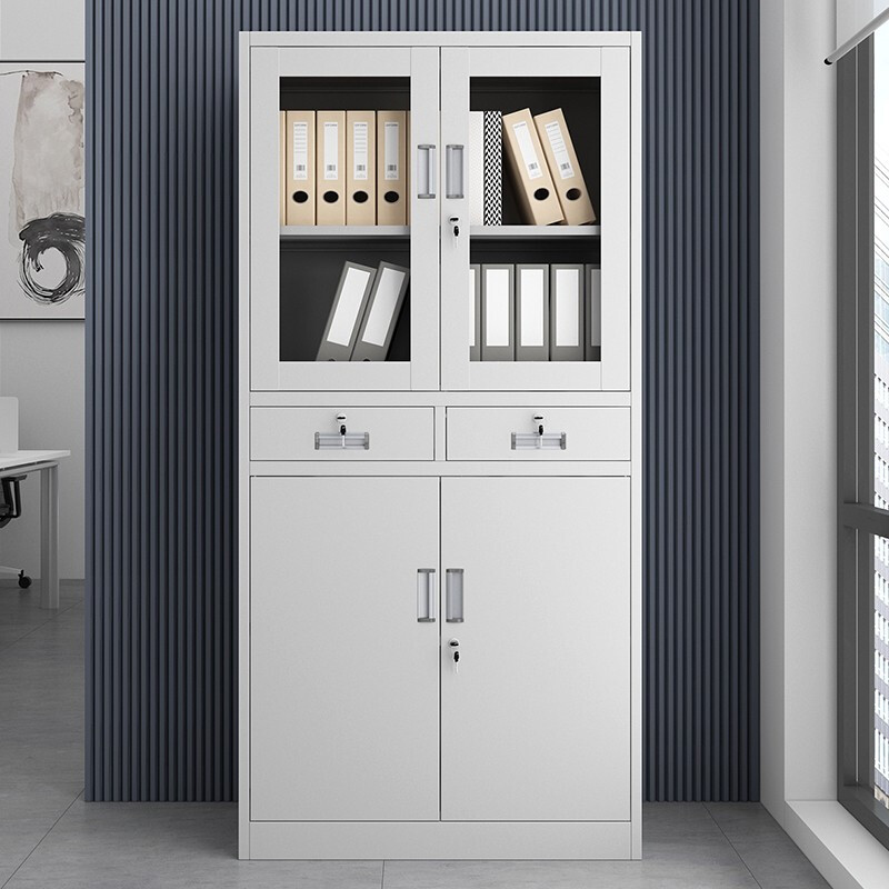 格具(GEJU)办公室文件柜铁皮柜子抽屉储物柜带锁钢制资料档案柜二斗文件柜