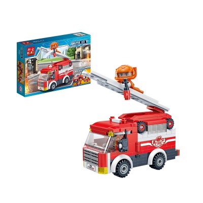 邦宝城市教育系列拼装积木儿童玩具小颗粒5岁以上警察消防情景模拟男女孩礼物消防云梯车7131(229颗粒2公仔）