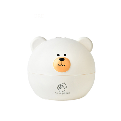 创意简约卷纸筒家用客厅桌面茶几餐巾纸收纳盒宿舍可爱卡通纸巾盒-米白小熊抽纸卷纸可用-