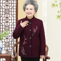 迪鲁奥（DILUAO)中老年人秋装外套女装奶奶装60-70岁80婚礼妈妈装春秋毛呢上衣服