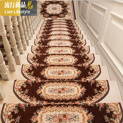 欧式楼梯垫踏步垫免胶自粘实木旋转楼梯地毯家用防滑垫子满铺定制 三维工匠