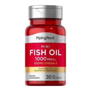 PipingRock 迷你鱼油软胶囊1000mg30粒 美国原装进口 科学配比学生白领脑力工作者中老年