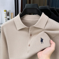 新款菠萝纹针织长袖POLO衫男士翻领刺绣上衣T恤针织衫