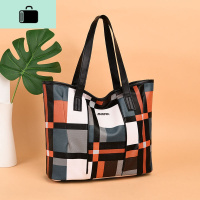 包包女2020春新款潮时尚软皮格子手提单肩包格纹撞色托特包大包包NEW LAKE女士单肩包