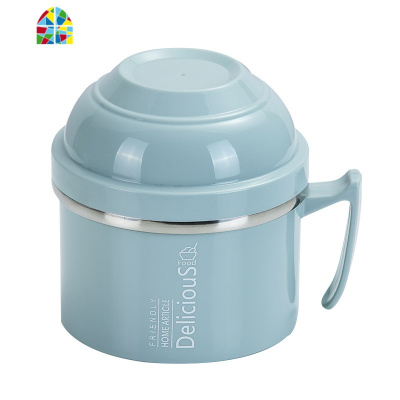 304不锈钢保温饭盒可爱1人上班族便携少女心便当盒可带汤学生宿舍 FENGHOU 蓝+不锈钢餐具+蓝袋+小鹿杯