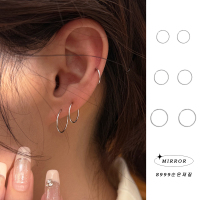 999纯银耳圈耳钉男女耳环耳饰简约个性韩国网红气质小众潮送女朋友老婆情人节七夕生日礼物