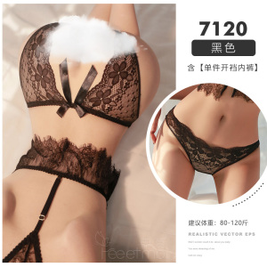 霏慕(Fee et moi) 女式情趣睡衣性感情趣内衣花朵蕾丝免脱开裆女士内裤7120