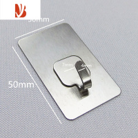 三维工匠不锈钢螺丝贴收纳无痕挂钩相框免打孔挂钉黏胶承重金属墙钉免钉贴 特小方形细钩(单钩)[4个]