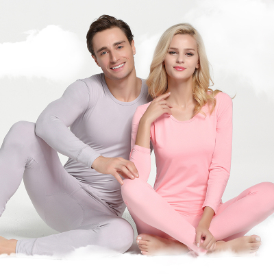 俏果儿(Qiaoguoer)秋季薄款纯色莫代尔情侣保暖内衣打底秋衣秋裤紧身长裤长袖保暖内衣