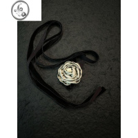JiMiatmshop 立体山茶花小众银欲风绳子绑带choker多带法可调节项圈