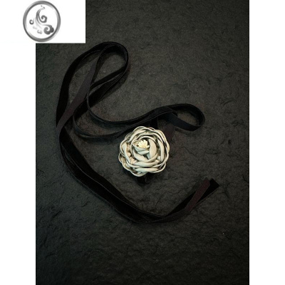 JiMiatmshop 立体山茶花小众银欲风绳子绑带choker多带法可调节项圈