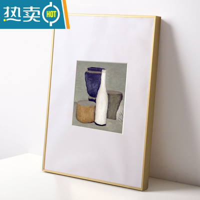 敬平简约创意装裱拼图画框挂墙铝合金相框定制大尺寸细窄边海报5075cm 亚光金 18寸挂式[可放35.5*45.5]