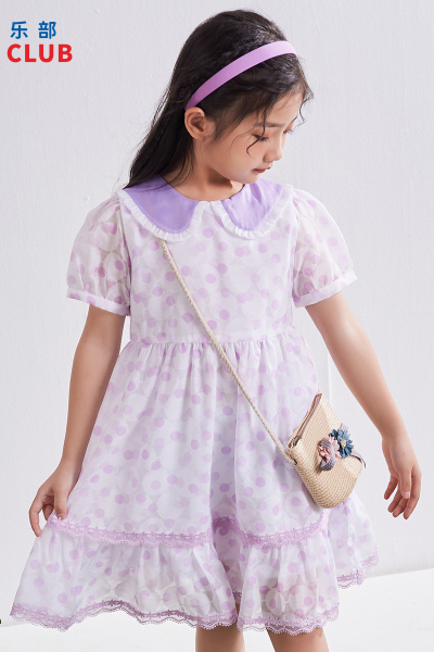 [1件3折]铅笔俱乐部2025夏装新品女童连衣裙儿童波点裙子中大童甜美连身裙