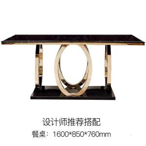BONJEAN轻奢大理石台面餐桌椅组合黑家用长方形不锈钢后现代简约家具