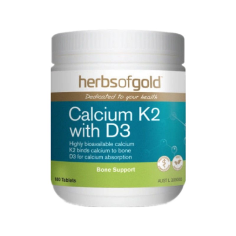 澳洲Herbsofgold和丽康高含量海藻钙+K2+D3-180粒中老年保健 原装进口 膳食纤维补充剂 骨骼健康 维生素