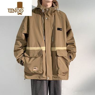 YANXU美式潮牌夹克男士款夏季宽松痞帅高街撞色贴标休闲外套上衣服