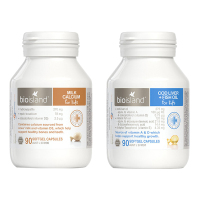 2件装 | 佰澳朗德(Bio Island)婴幼儿童液体钙乳钙胶囊1瓶+婴幼儿童鱼肝油鱼油1瓶香港保税随机发