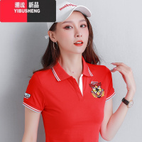 YIBUSHENG95棉 2024季新款短袖t恤女带领休闲女装运动翻领polo衫女士体恤