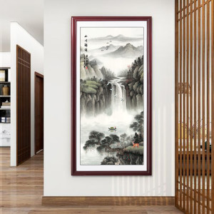 维诺亚源远流长玄关装饰挂画新中式入户走廊过道竖版茶室壁画山水画国画