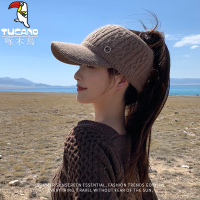 帽子女2024冬季空顶加厚护耳保暖鸭舌帽显脸小户外防寒针织毛线帽