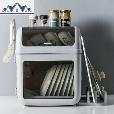 装碗筷收纳盒放碗沥水架厨房收纳箱带盖家用餐具置物架塑料碗柜 三维工匠