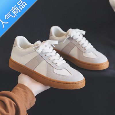 SUNTEK春季德训小白鞋女款2023新款春款chic百搭平底休闲板鞋球鞋子