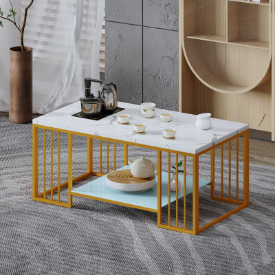 域赢茶几火烧石茶台茶桌现代简约茶几多功能泡茶功夫茶几含四件套1.3米[电炉烧水壶茶杯污水桶]款三