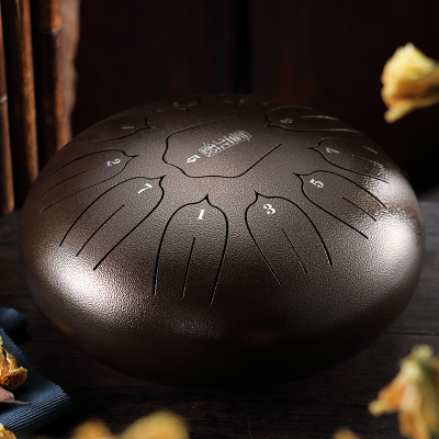 鲁儒空灵鼓琴檀栗色12寸11音初学者成人专业级演奏色空鼓玄无空鼓莲花鼓忘忧鼓钢舌鼓手碟打击乐器