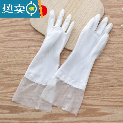 敬平手套家用的炒菜防油溅护手防烫做饭带洗碗防护烧菜厨房胶护具 C25-宽口加绒加长单双装 S