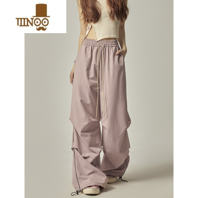 YANXUISIS 美式复古宽松粉色工装裤男女ins高街直筒阔腿垂感休闲长裤