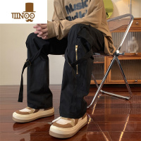 YANXU美式vibe裤子男款高街小众设计感潮牌宽松直筒工装休闲长裤