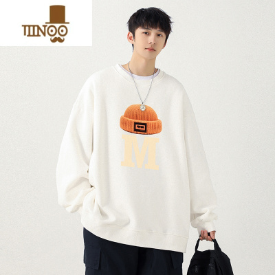 YANXU圆领卫衣男生2023新款美式潮牌宽松打底衫情侣外套衣服