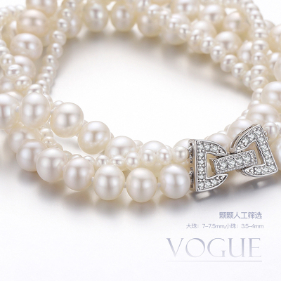 佰色传情淡水珍珠项链女2019新款双层锁骨链时尚气质百搭choker韩国短款珍珠项圈颈链项链ins仙气小众白色