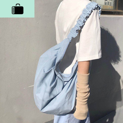 YOHOO/日韩ins纯色饺子包单肩包学生斜挎包休闲帆布包百搭女包包NEW LAKE女士单肩包